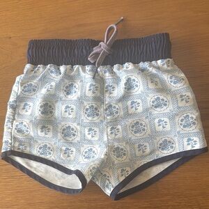 Blue and White Patterned Shorts